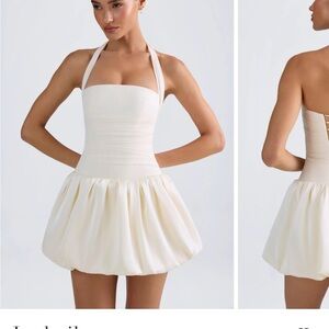 Oh Polly Strapless Ivory Bubble Mini Dress